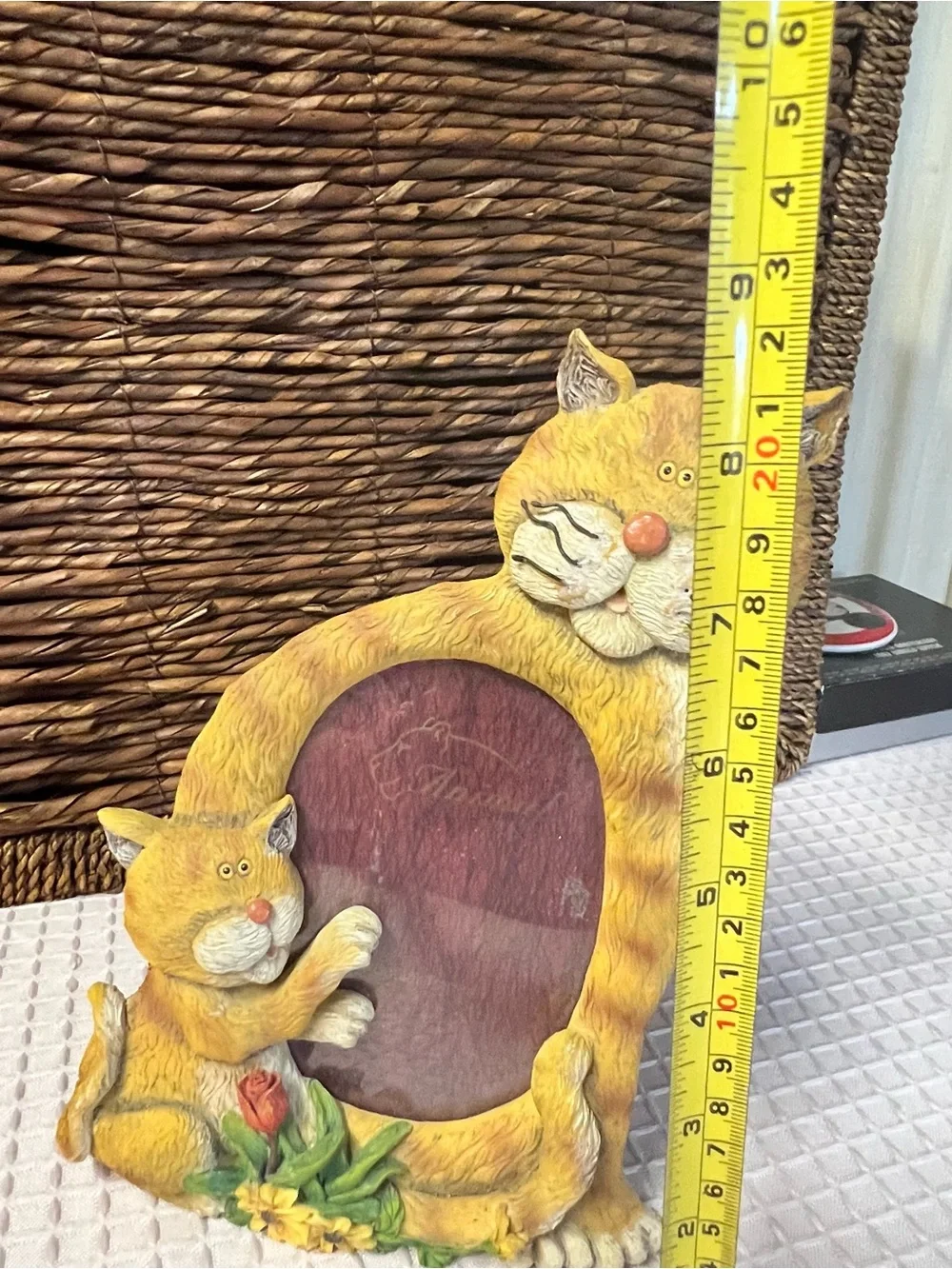 Orange Tabby Cat & Kitten Picture Frame 3D Resin Vintage Whimsical